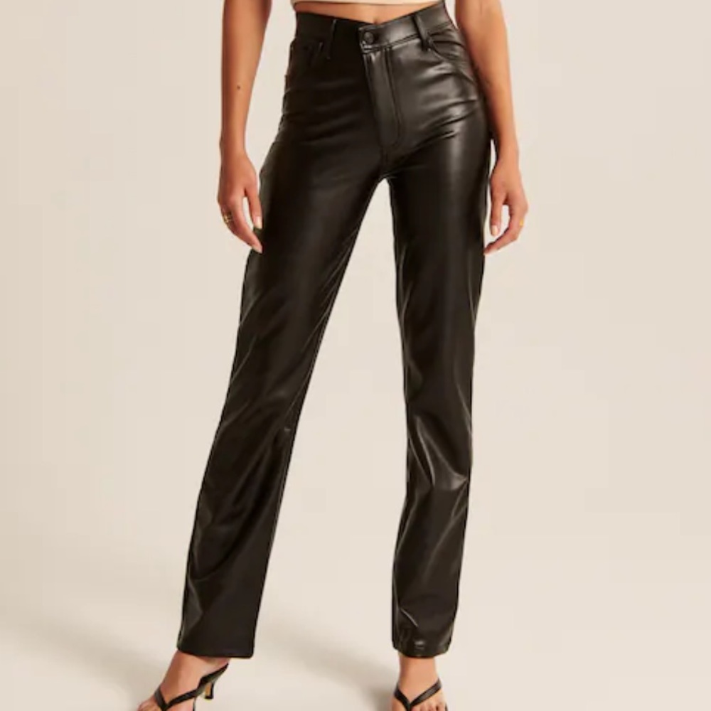 Abercrombie Vegan Leather 90s Straight Pant NWT Women